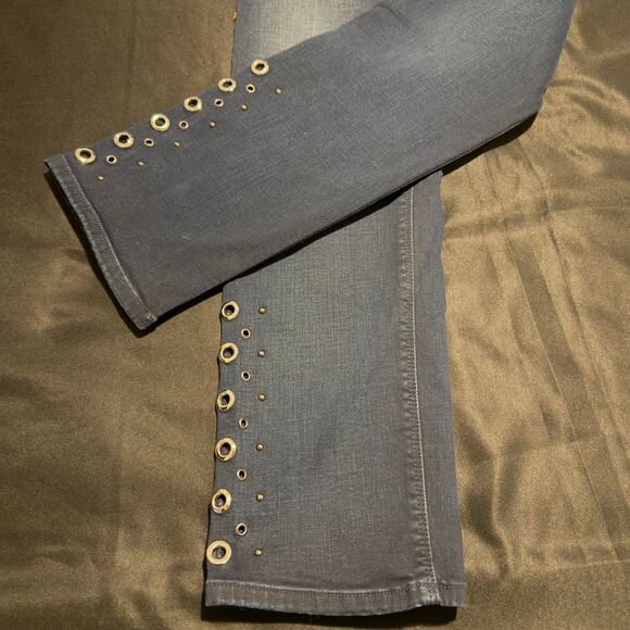 Hudson Nico Blue Denim Studded Cigarette Ankle Jeans - Picture 3 of 6